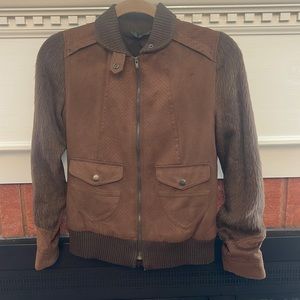 ANAC faux suede and fur bomber jacket size small